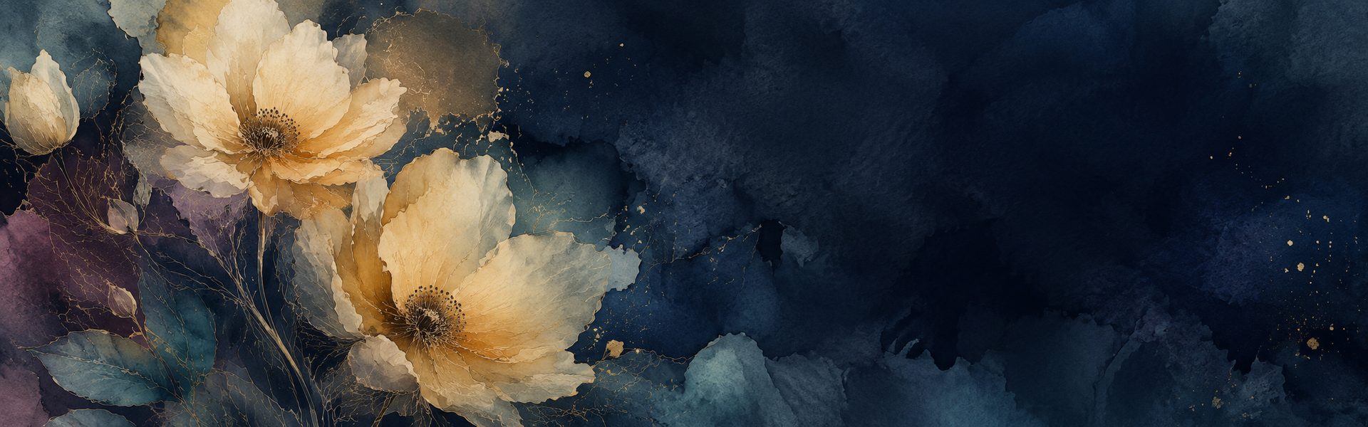 Soul Medicine Sanctuary floral banner in deep jewel tones